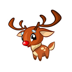 illustration of a happy cartoon Christmas Reindeer . Vector character