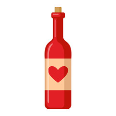 Valentine's day wine bottle icon.