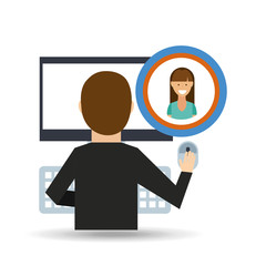 girl brunette community social network vector illustration eps 10