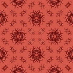 Red Ornamental Seamless Line Pattern. Endless Texture. Oriental Geometric Ornament