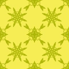 Yellow Ornamental Seamless Line Pattern. Endless Texture. Oriental Geometric Ornament
