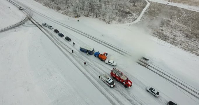 Road traffic accident in winter