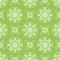 Green Ornamental Seamless Line Pattern. Endless Texture. Oriental Geometric Ornament