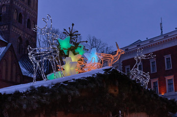 Christmas light decoration on the roof
