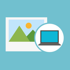 social media laptop picture icon vector illustration eps 10