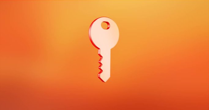 Animated Key Red 3d Icon Loop Modules for edit with alpha matte 
