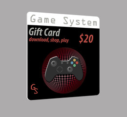 Home gaming system pre-paid card for downloading more games or shopping for gear