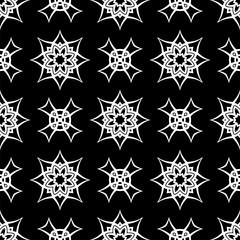 Black Ornamental Seamless Line Pattern. Endless Texture. Oriental Geometric Ornament