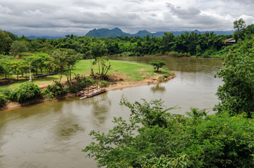 Thailand scenic view on River Kwai and landscape
