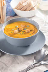 Close up of pumpkin soup