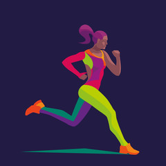 Fototapeta na wymiar vector stylized multicolored runner