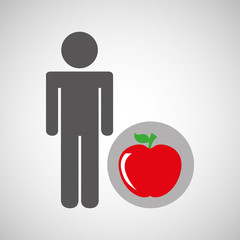 silhouette man apple nutrition healthy vector illustration eps 10