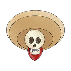 male skull with hat icon. Mexican culture landmark and latin theme. Isolated design. Vector illustration