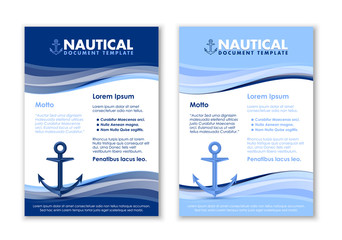 Nautical document templates with ship anchor icon on white background