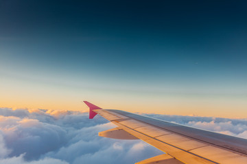 Obraz premium View from plane window, cloud sky