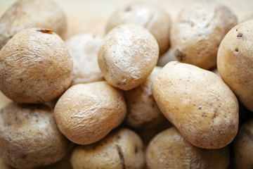 Fototapeta na wymiar Potatoes, boiled, cooked in skin