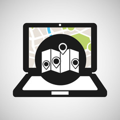 laptop map gps pointers vector illustration eps 10
