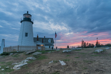 Fototapeta na wymiar Pemaquid Lighthouse Maine at Sunset
