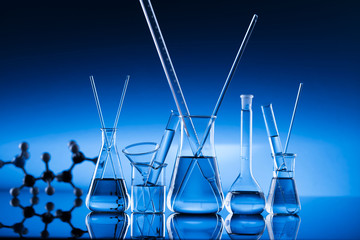 Science concept, Chemical laboratory glassware