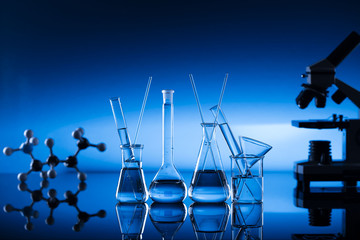 Science concept, Chemical laboratory glassware