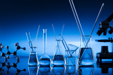 Science concept, Chemical laboratory glassware