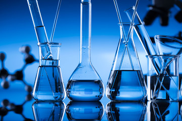 Science concept, Chemical laboratory glassware