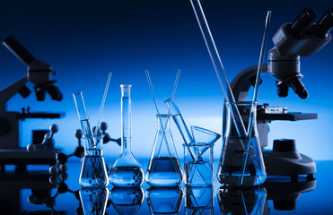 Science concept, Chemical laboratory glassware
