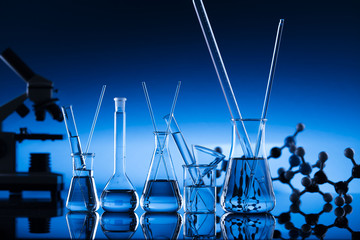 Science concept, Chemical laboratory glassware