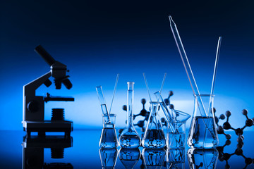 Science concept, Chemical laboratory glassware