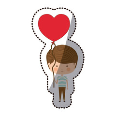 Boy cartoon with heart balloon icon. Kid childhood little people and person theme. Isolated design. Vector illustration