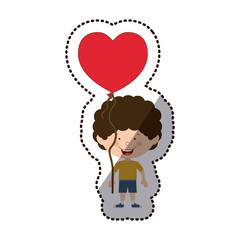 Boy cartoon with heart balloon icon. Kid childhood little people and person theme. Isolated design. Vector illustration