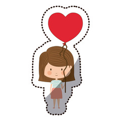 Girl cartoon with heart balloon icon. Kid childhood little people and person theme. Isolated design. Vector illustration