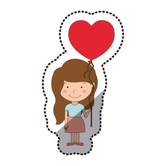 Girl cartoon with heart balloon icon. Kid childhood little people and person theme. Isolated design. Vector illustration