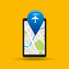 hand holds phone navigation app airport vector illustration eps 10