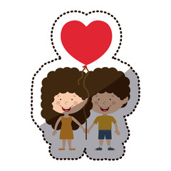 Boy and girl cartoon with heart balloon icon. Kid childhood little people and person theme. Isolated design. Vector illustration