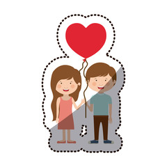 Boy and girl cartoon with heart balloon icon. Kid childhood little people and person theme. Isolated design. Vector illustration