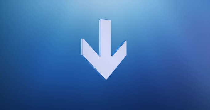 Animated Arrow Down Blue 3d Icon Loop Modules for edit with alpha matte 
