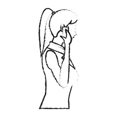 avatar girl with smartphone icon. Device gadget technology theme. Isolated design. Vector illustration