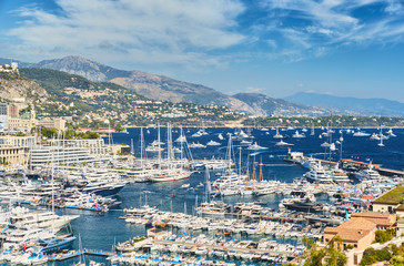 World Fair MYS Monaco Yacht Show, Port Hercules, luxury megayachts, many shuttles, taxi boat,...