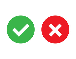 Check mark and X mark icon vector