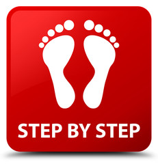 Step by step (footprint icon) red square button