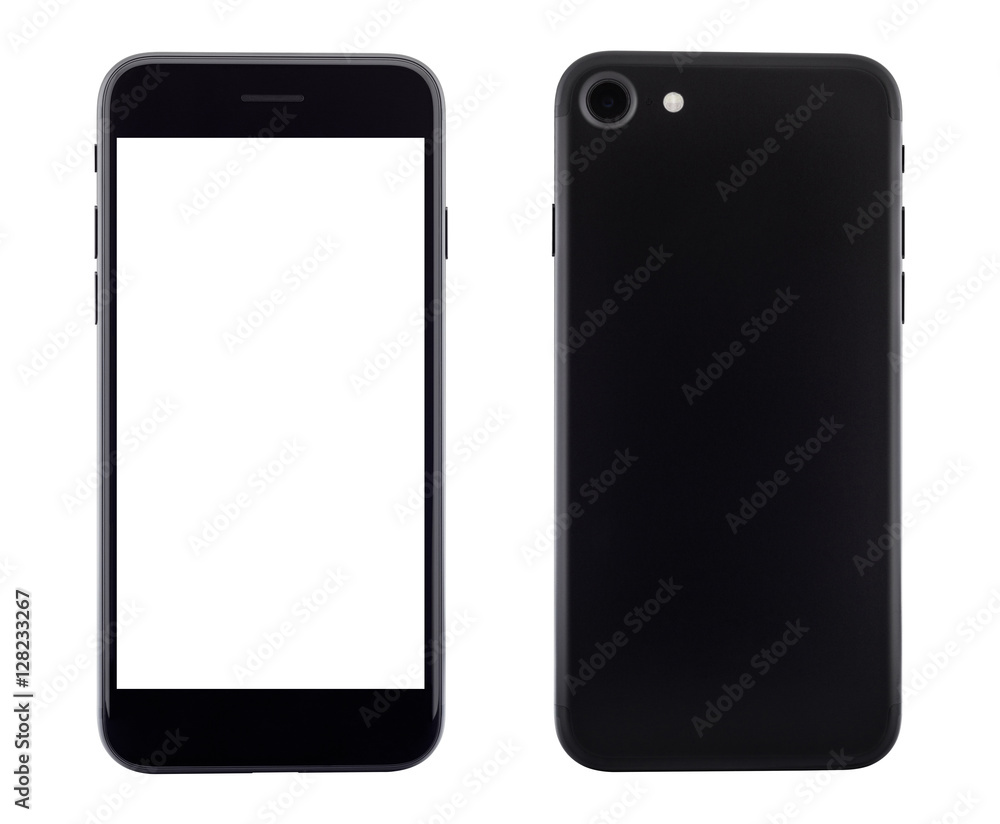 Poster phone front and backside view isolated on white background