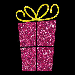Glitter simple gift box with bow in vector format.