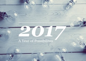 2017 new year wishes with electric bulbs