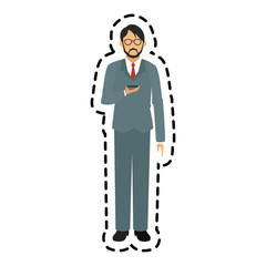 avatar man with smartphone icon. Device gadget technology theme. Isolated design. Vector illustration