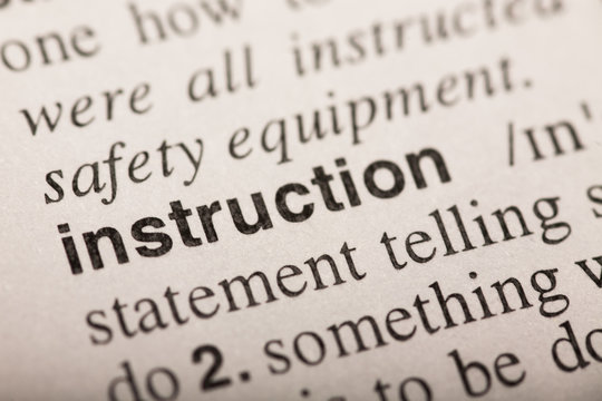 instruction - word in dictionary