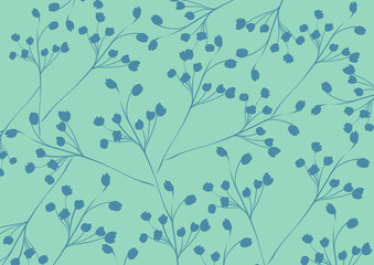 Abstract floral pattern background blue on green | natural illustration design