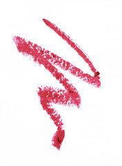 Red colour lipstick stroke on white background
