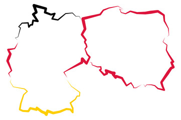 Mapa Polski i Niemiec - obrazy, fototapety, plakaty