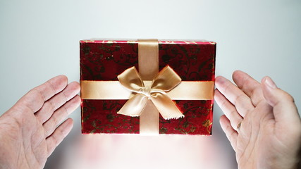 Male Hands Holding Box With Gift